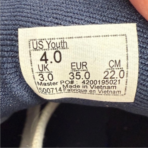 Vans Blue Gray Check Canvas Low Top Lace Up Youth Size 4 - Picture 8 of 11